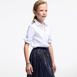 تنورة بليسيه مطرزة بالترتر باللون الرمادي الداكن للفتيات